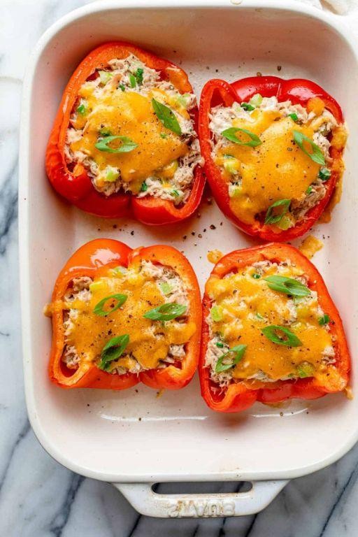 Keto Tuna Melt Stuffed Peppers