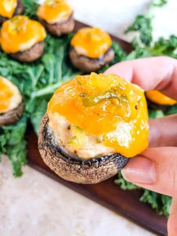 Keto Tuna and Spinach Stuffed Mushrooms