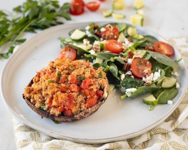 Keto Turkey and Spinach Stuffed Mushrooms
