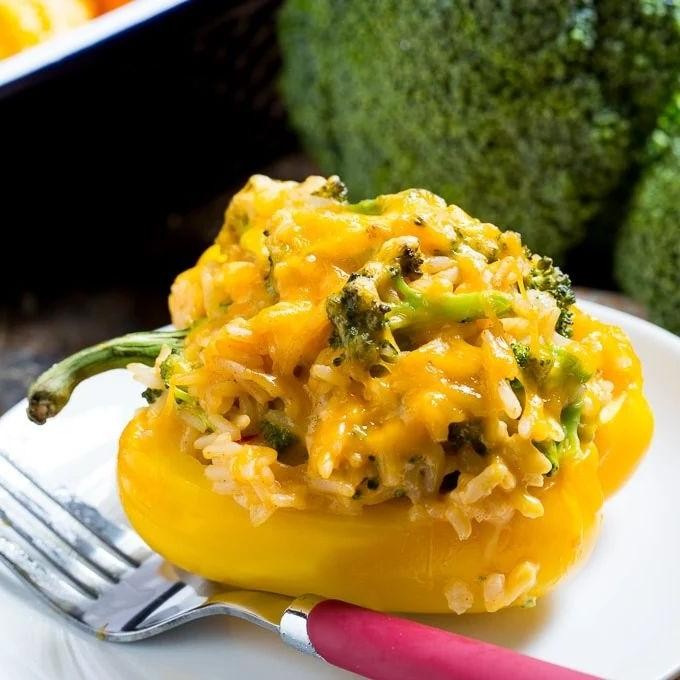Knorr Cheddar Broccoli Rice Stuffed Peppers