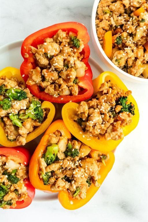 Korean Ground Turkey Stuffed Peppers