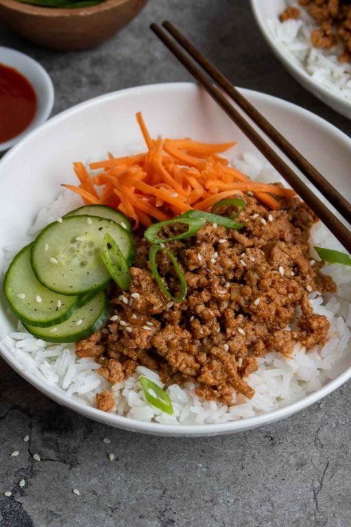 Korean Ground Turkey and Rice Bowl