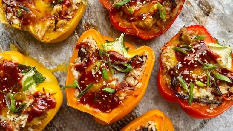 Korean Vegan Stuffed Peppers