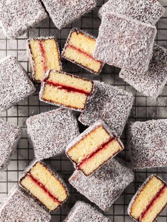 Lamington Squares with Raspberry Jam