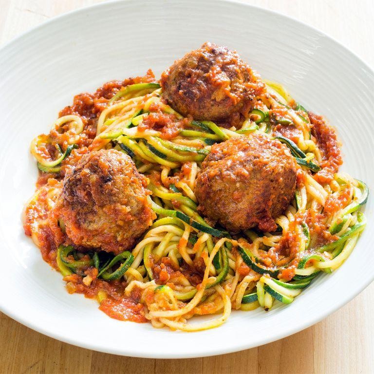 Lean Beef Meatballs with Zucchini Noodles