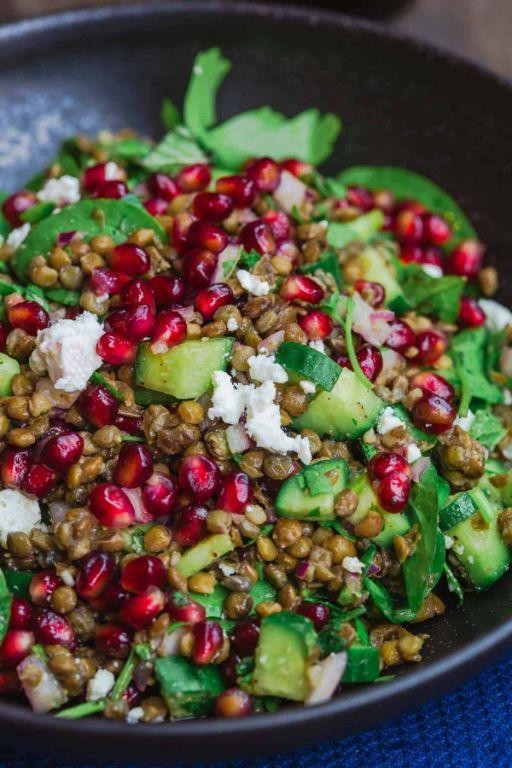 Lebanese Lentil Salad with Pomegranate and Mint