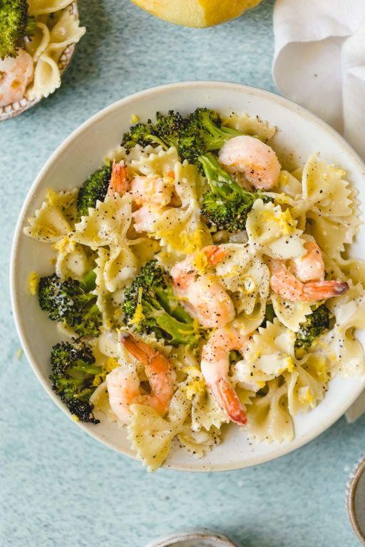 Lemon Butter Bow Tie Pasta with Shrimp