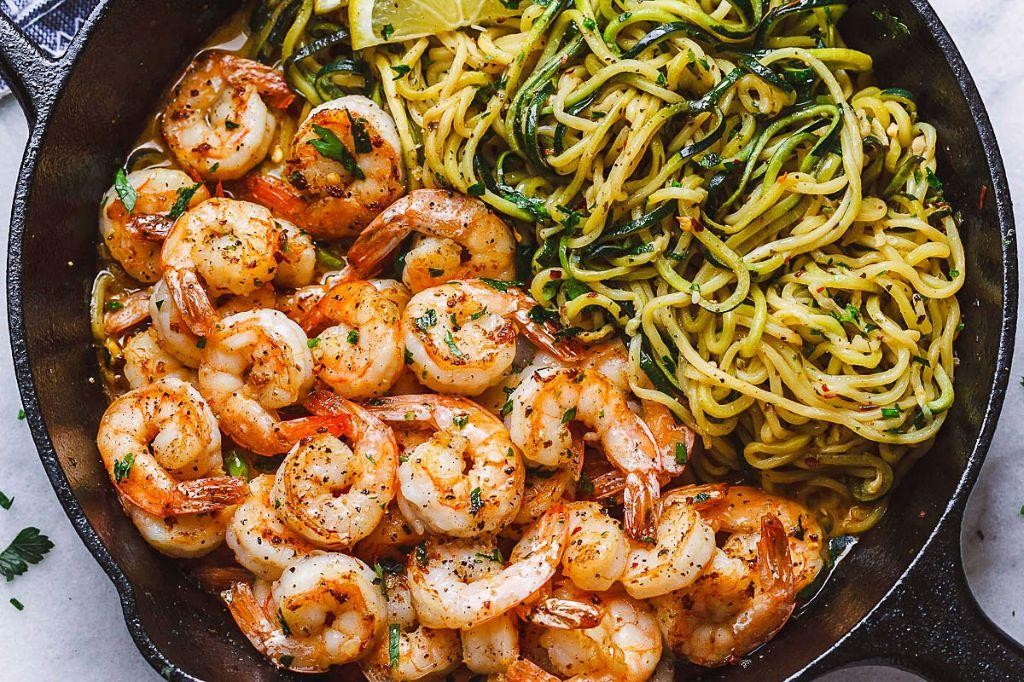 Lemon Garlic Butter Shrimp with Zucchini Noodles