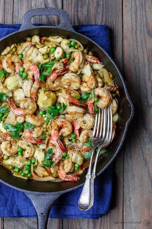 Lemon Garlic Shrimp with Marinated Artichoke Hearts