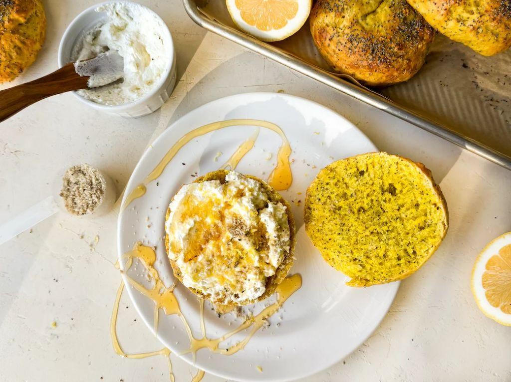 Lemon Poppy Seed Bagel with Lemon Curd