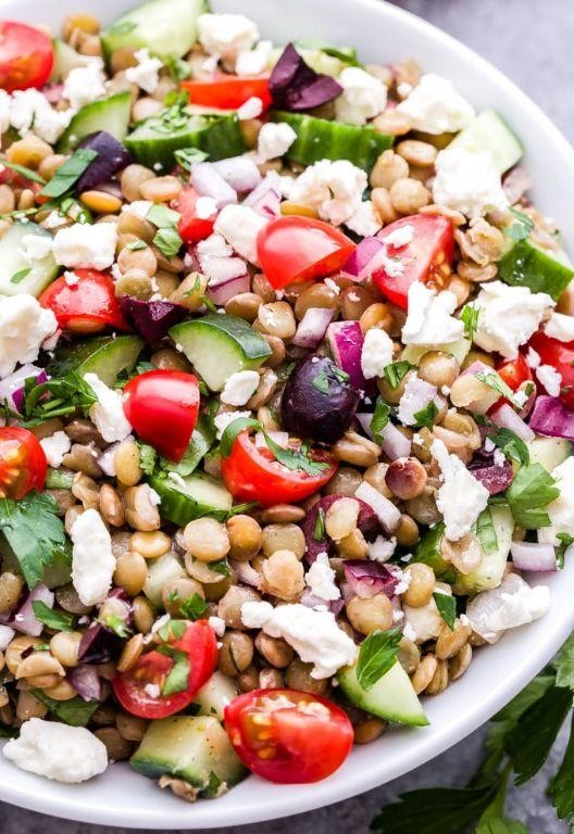 Lentil and Feta Cheese Hearty Salad