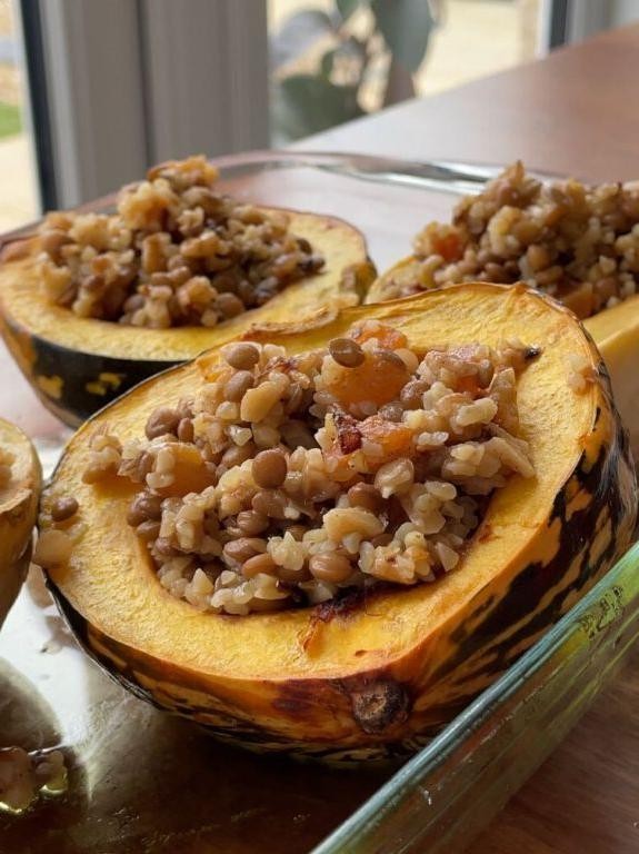 Lentil and Walnut Stuffed Patty Pan Squash