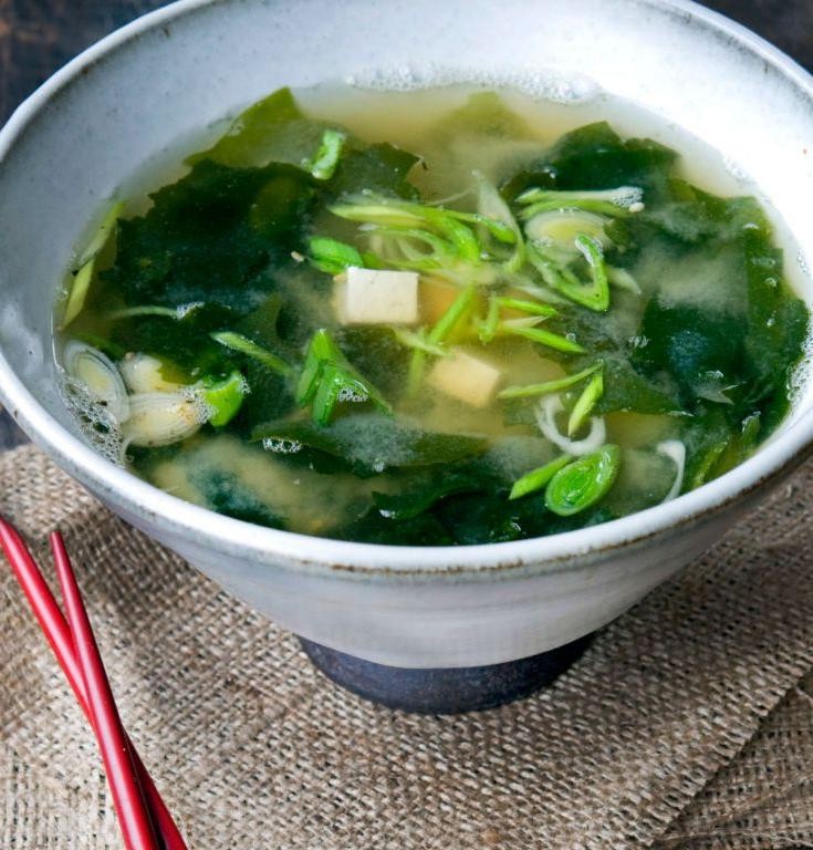 Light Miso Soup with Cucumber and Wakame