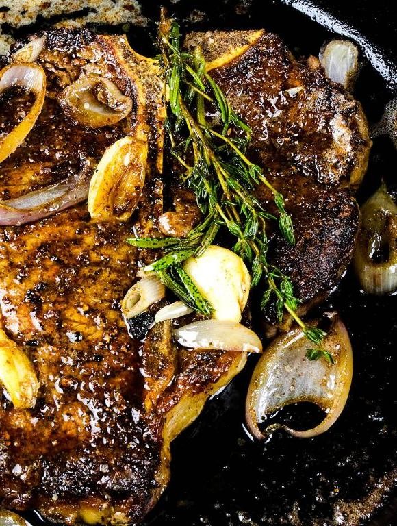 Llama Steak with Herb Butter