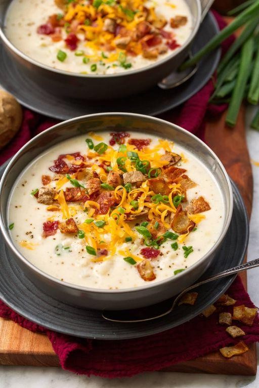 Loaded Baked Potato Soup with Bacon and Cheddar