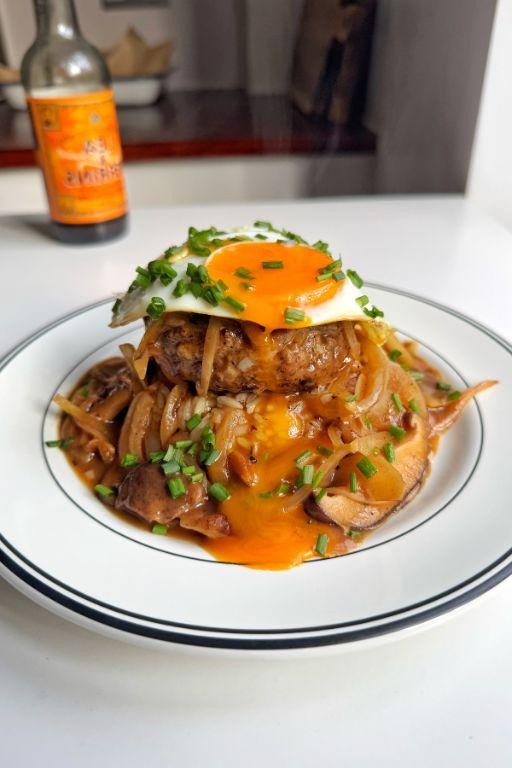 Loco Moco with Sweet Potato Fries