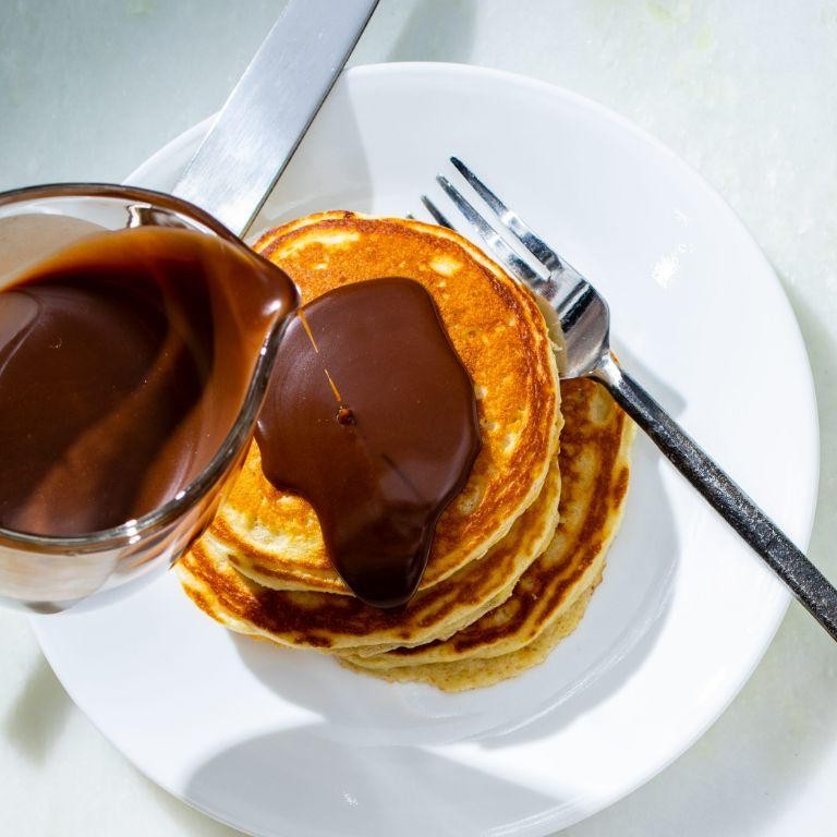 Malted Milk Pancakes with Maple Syrup