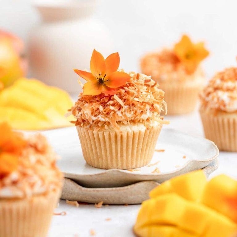 Mango Ciroc Cupcakes with Coconut Frosting