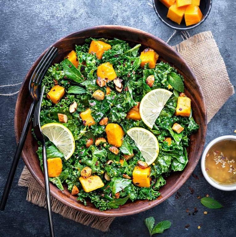 Mango and Kale Salad with Tahini Dressing