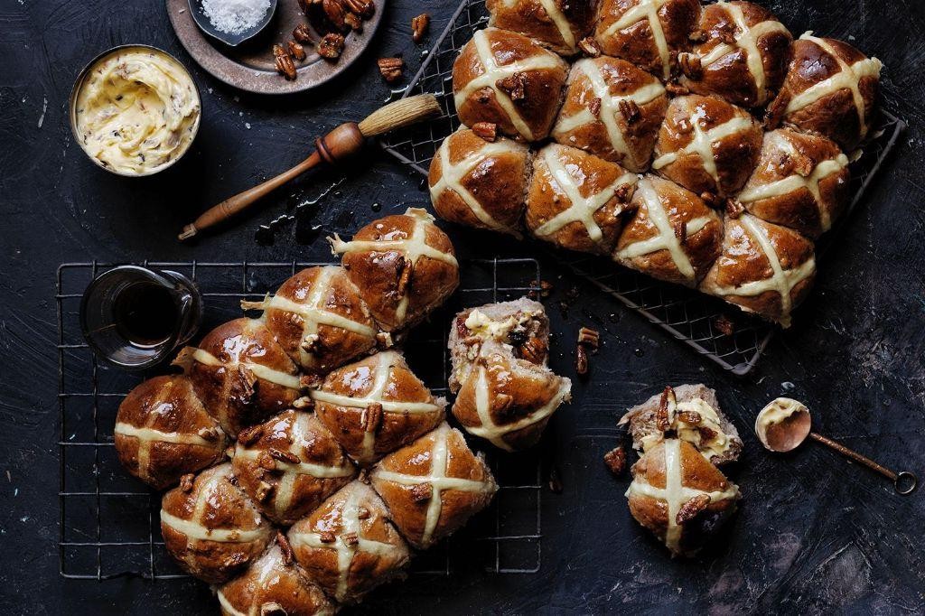 Maple Pecan Hot Cross Buns