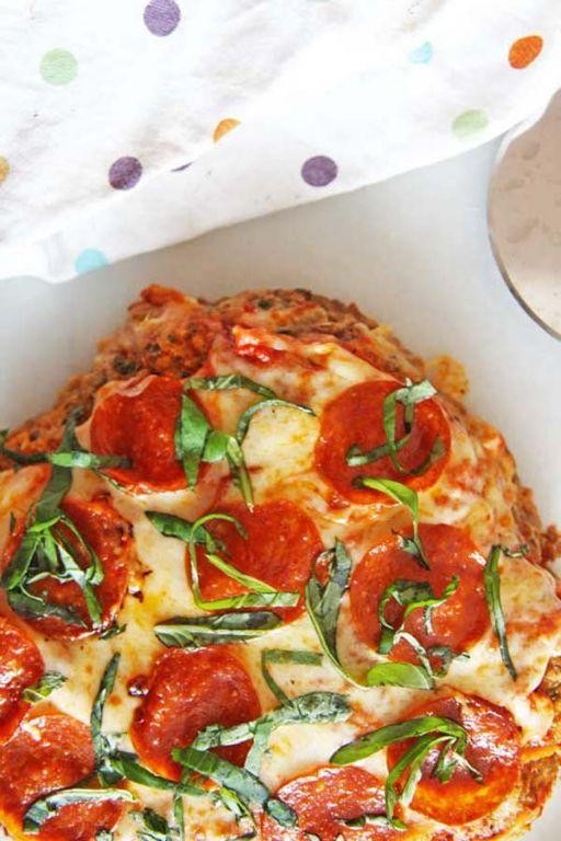 Meatloaf Pizza with Mozzarella and Basil