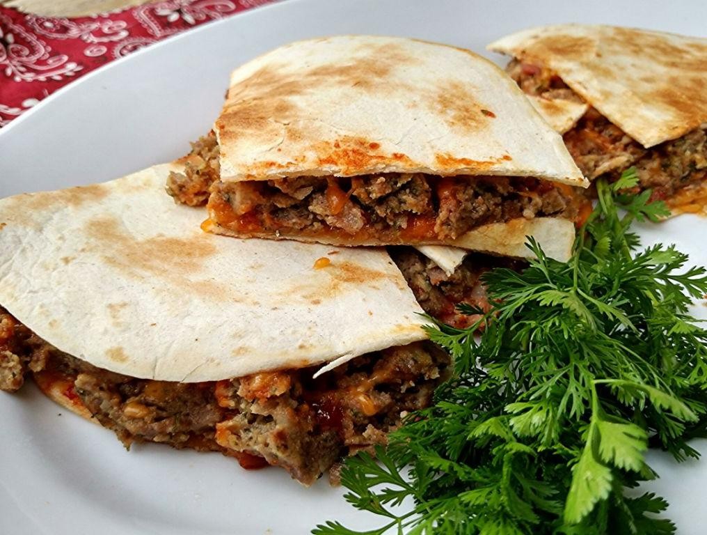 Meatloaf Quesadillas with Spicy Salsa