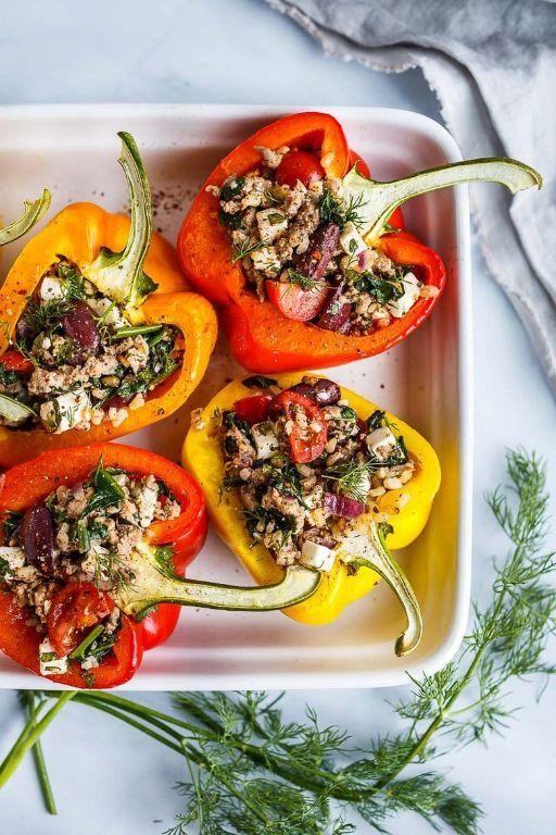 Mediterranean Stuffed Peppers with Olives and Feta