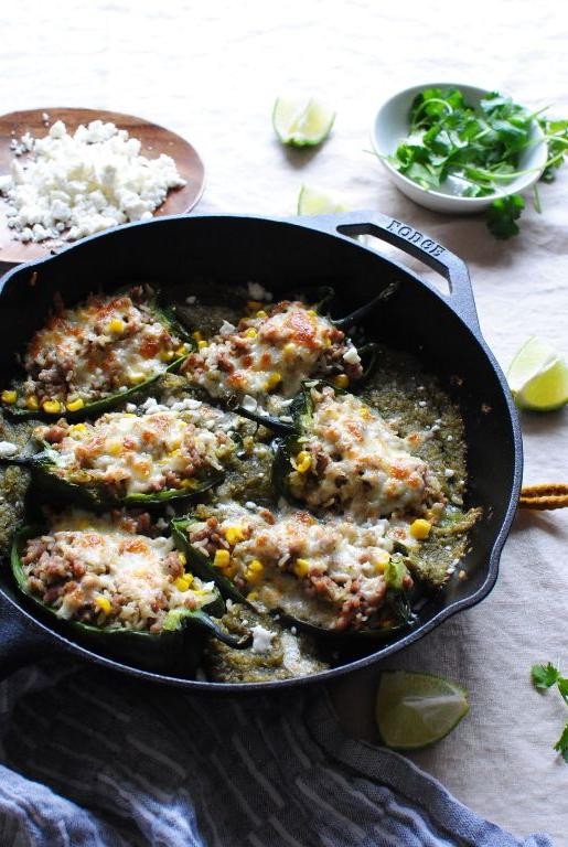 Mexican Pork Tenderloin Stuffed Poblano Peppers