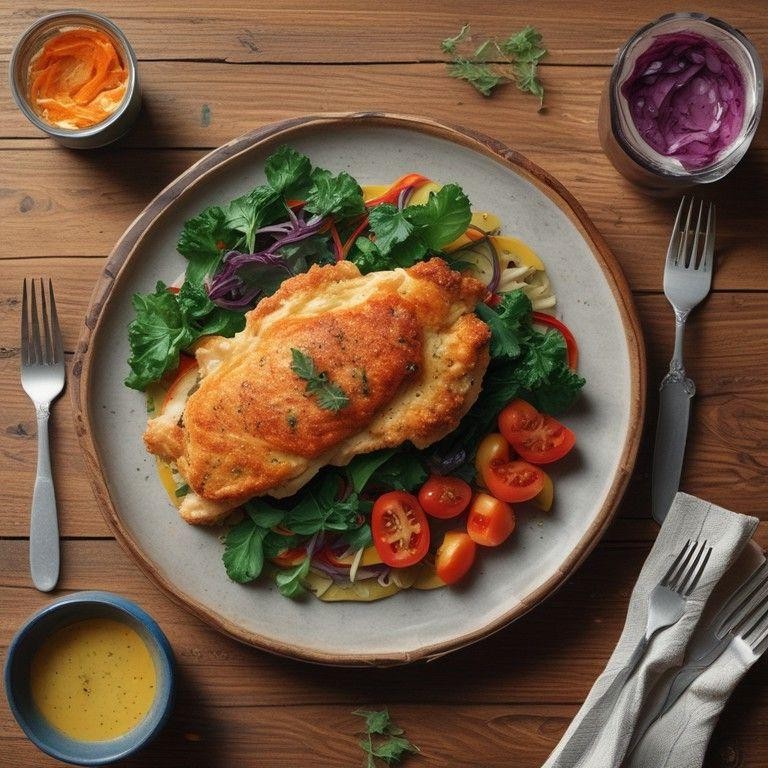 Milanesa al Horno with Roasted Vegetables