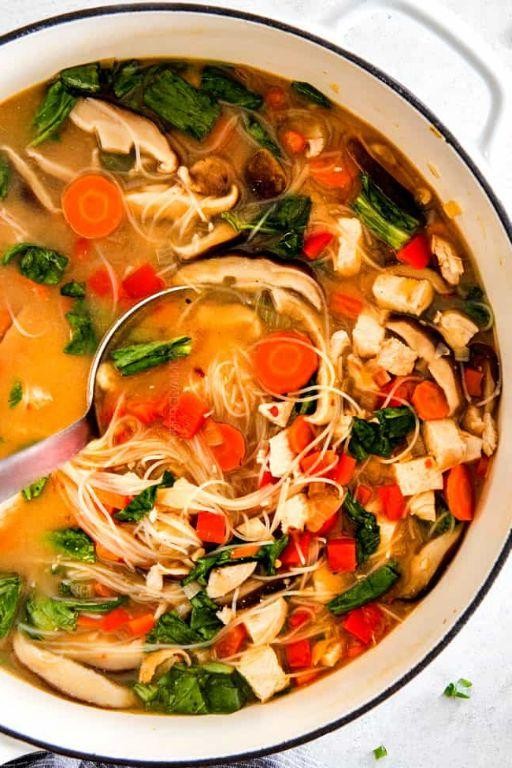 Miso Soup with Chicken and Mushrooms