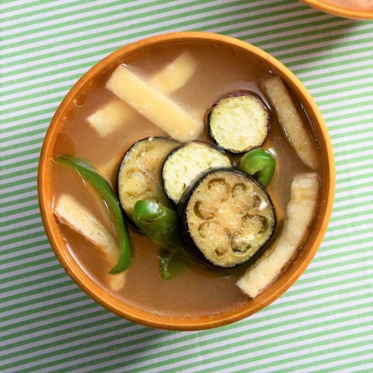 Miso Soup with Eggplant and Green Beans