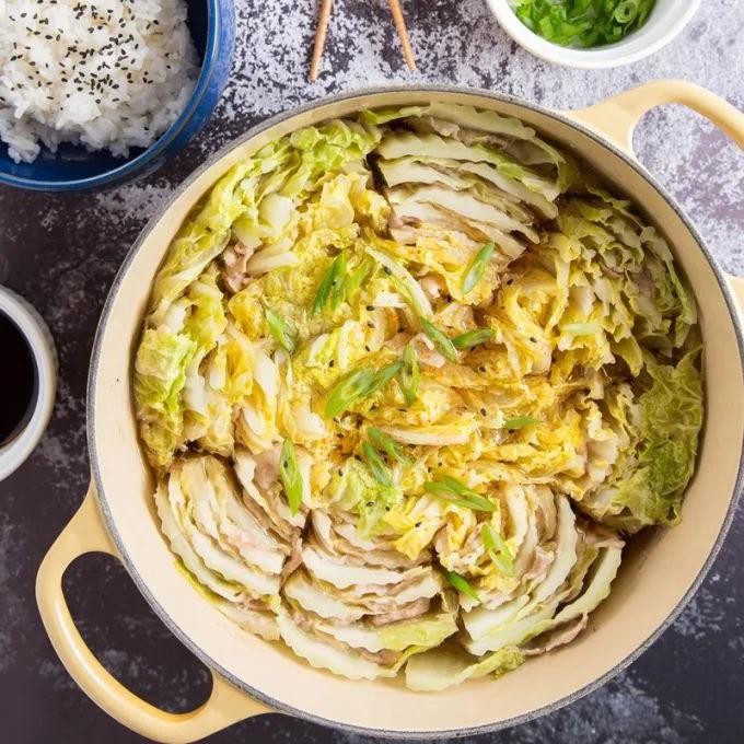 Miso Soup with Pork Belly and Napa Cabbage