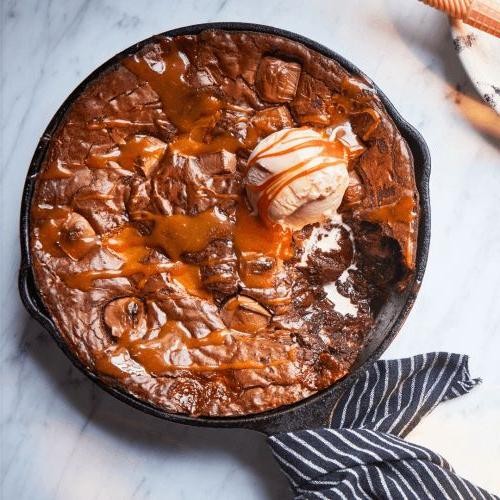 Molten Caramel Chocolate Skillets