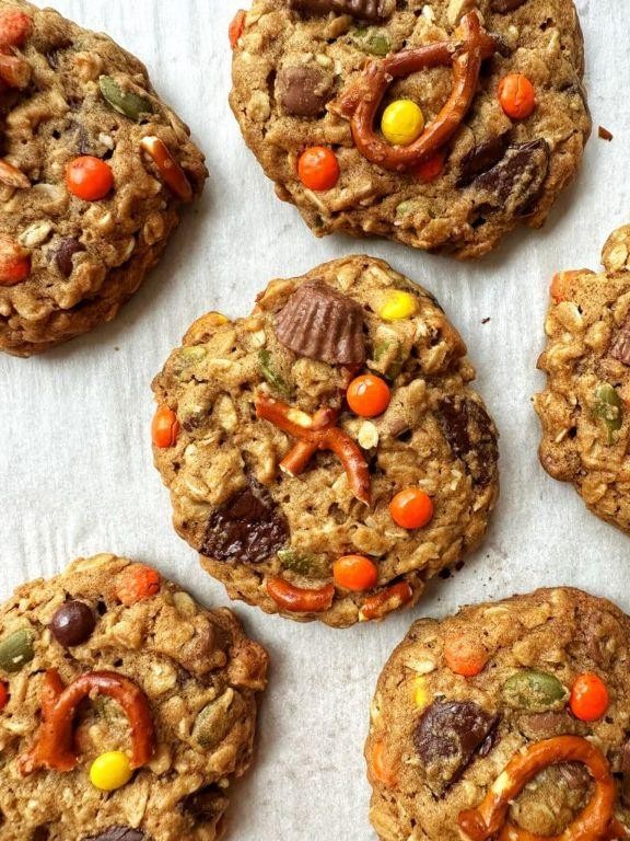 Monster Cookies with Pretzels for a Salty Twist