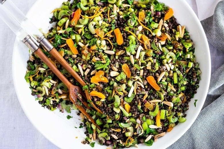 Moroccan Lentil Salad with Dates and Almonds