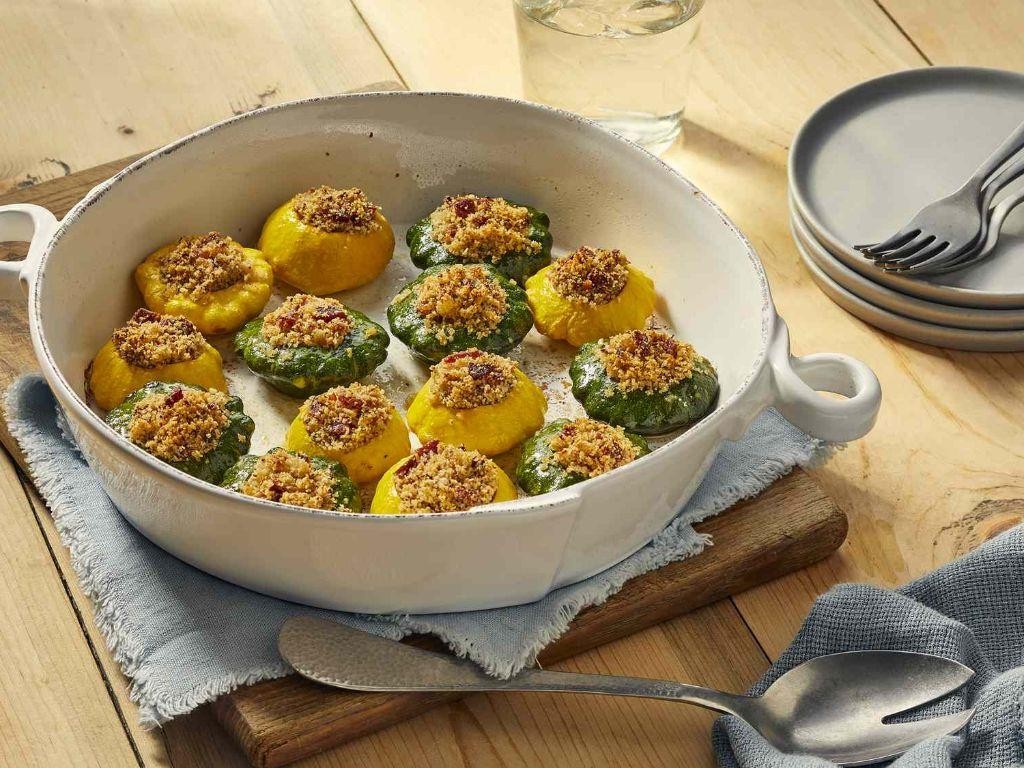 Mushroom and Spinach Stuffed Patty Pan Squash