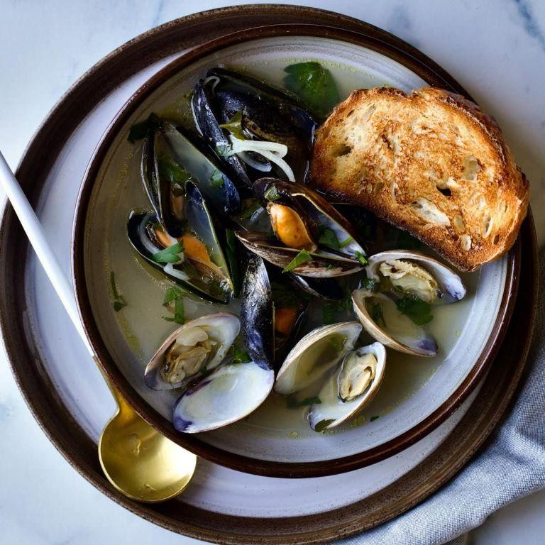 Mussels and Clams in Herb Broth