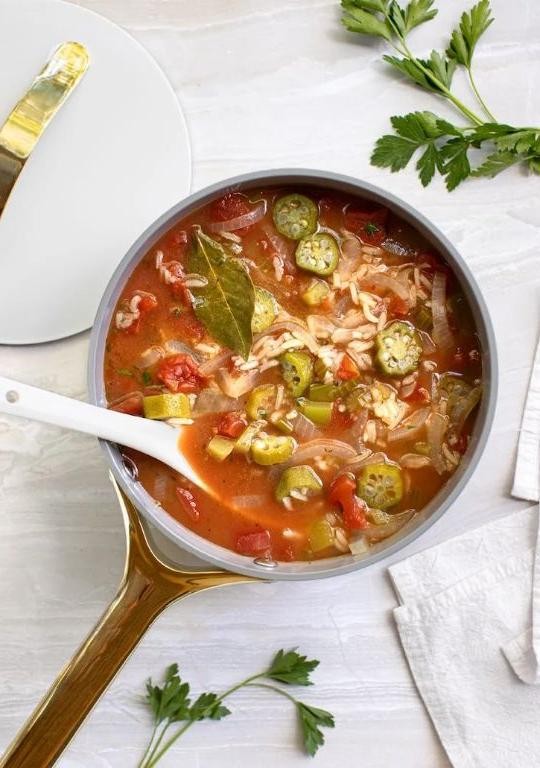 Okra Swamp Soup with Tomatoes and Rice