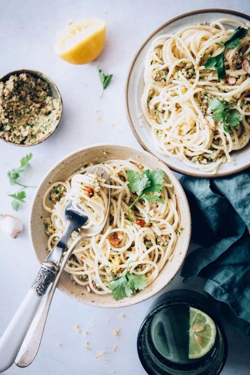 Olive and Almond Pesto Pasta