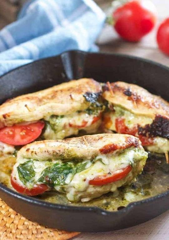 Olive and Mozzarella Stuffed Chicken Breast