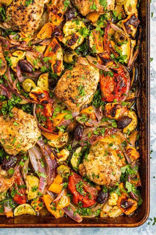 One-Pan Chicken Thighs with Olives and Feta