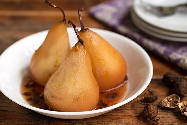 Orange and Cardamom Poached Pears