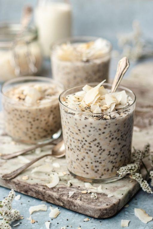 Overnight Oats with Chia Seeds and Coconut Milk