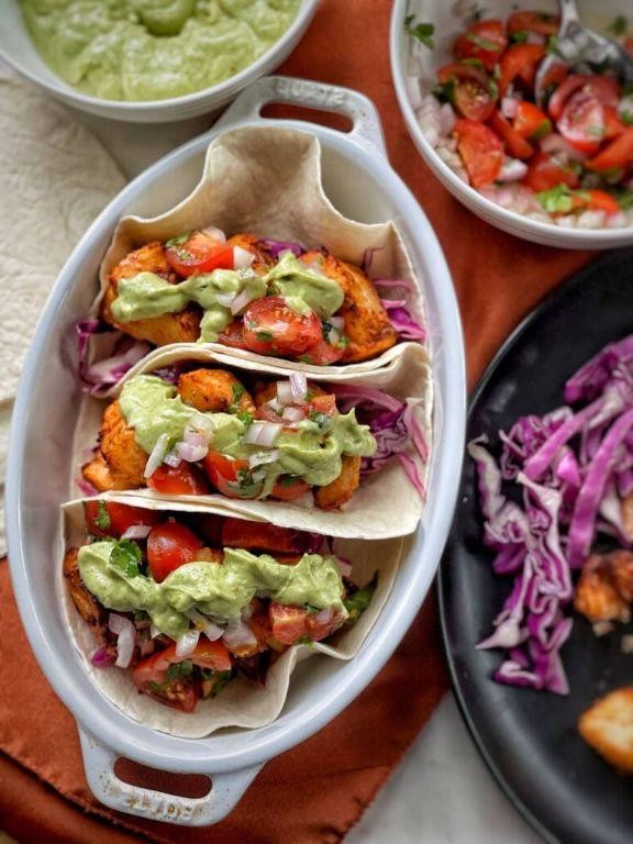 Pacific Cod Fish Tacos with Avocado Crema