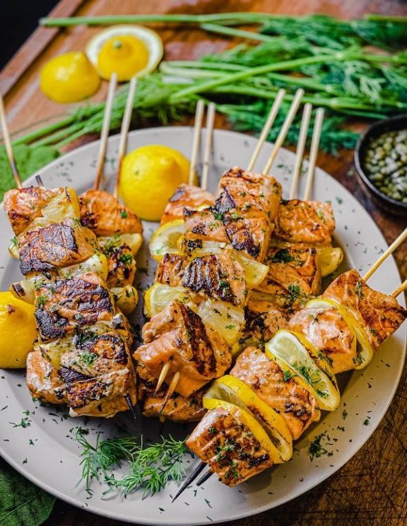 Pacific Cod Kebabs with Lemon Dill Sauce