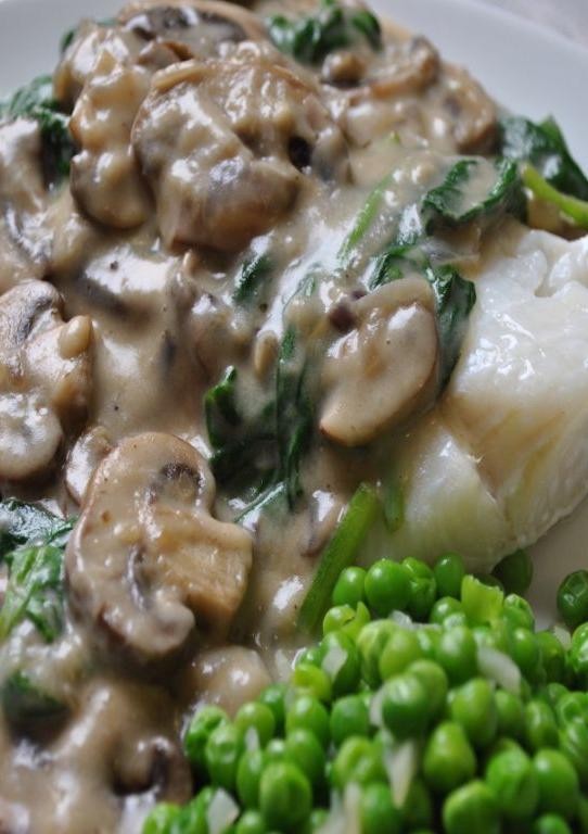 Pacific Cod with Mushroom Cream Sauce