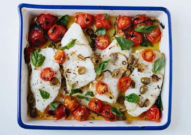Pan-Seared Sea Bass with Cherry Tomatoes