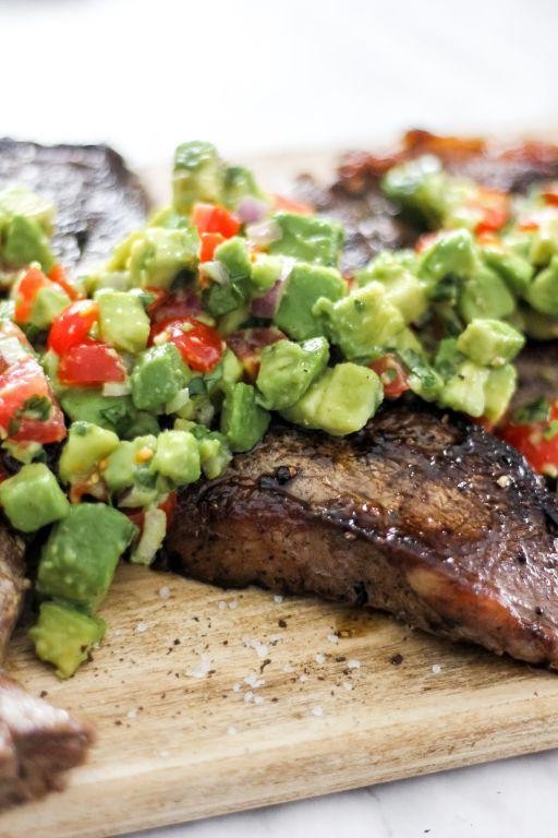 Pan-Seared Sirloin Steak with Avocado Salsa
