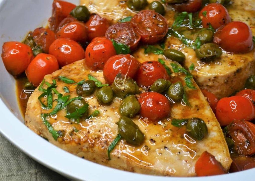 Pan-Seared Swordfish with Cherry Tomato and Basil