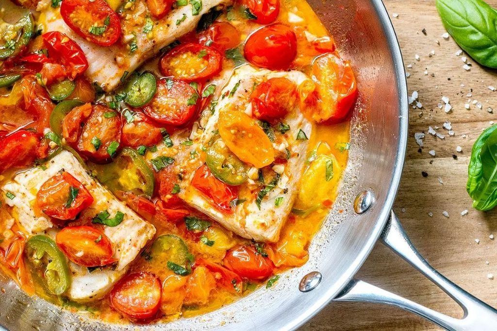 Pan-Seared Tilapia with Spinach and Tomatoes